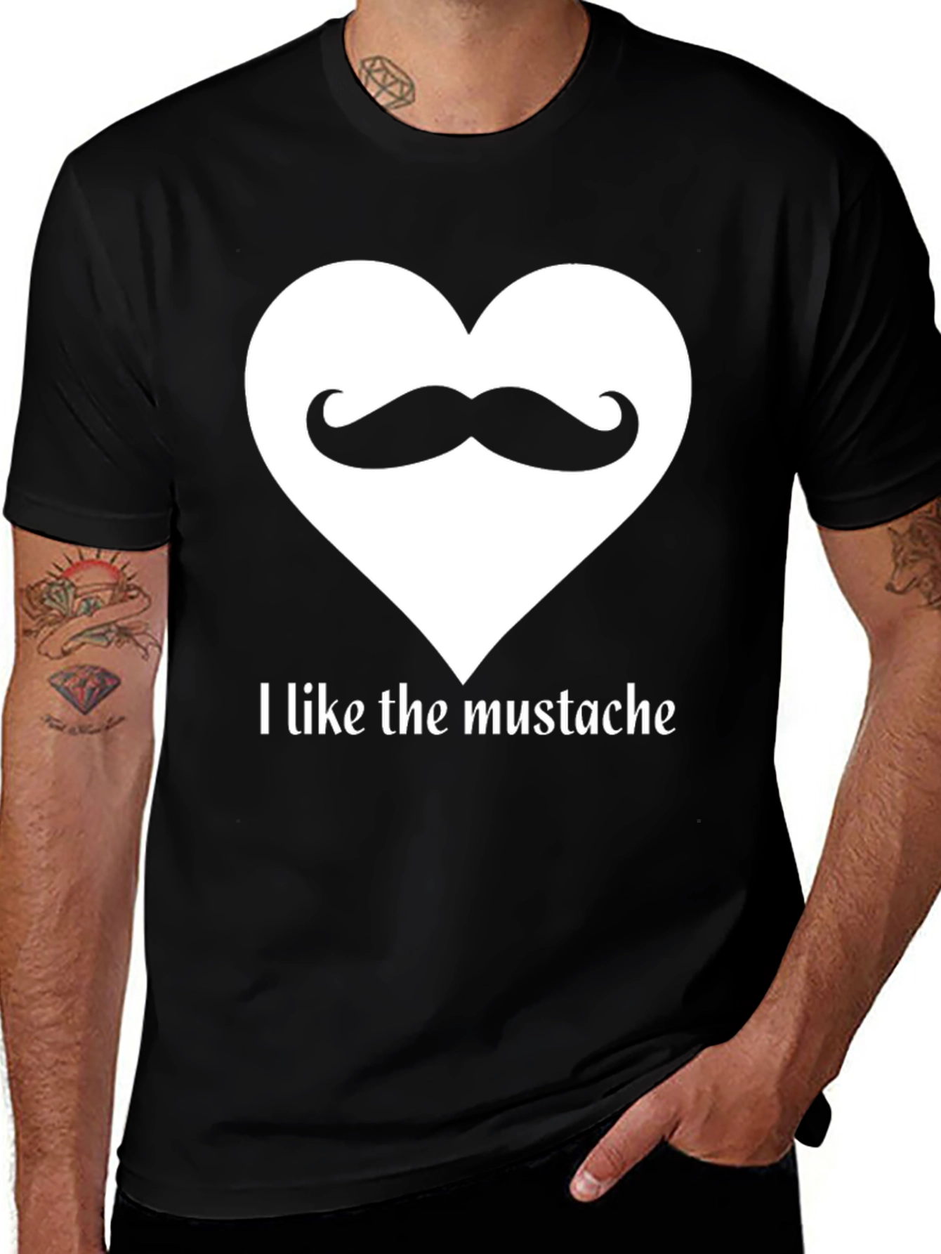 I Love Mustaches Mens Black T-Shirt