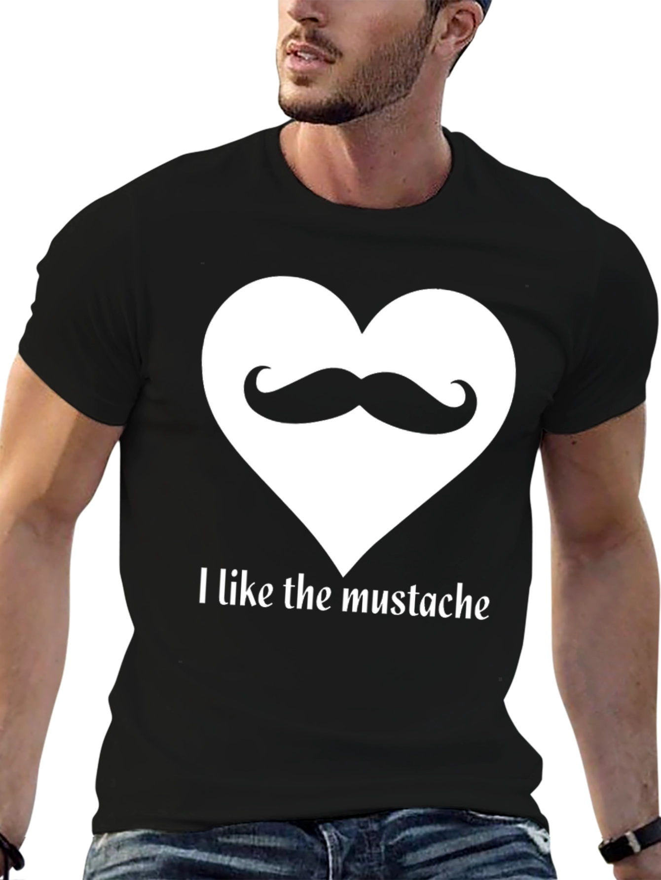 I Love Mustaches Mens Black T-Shirt