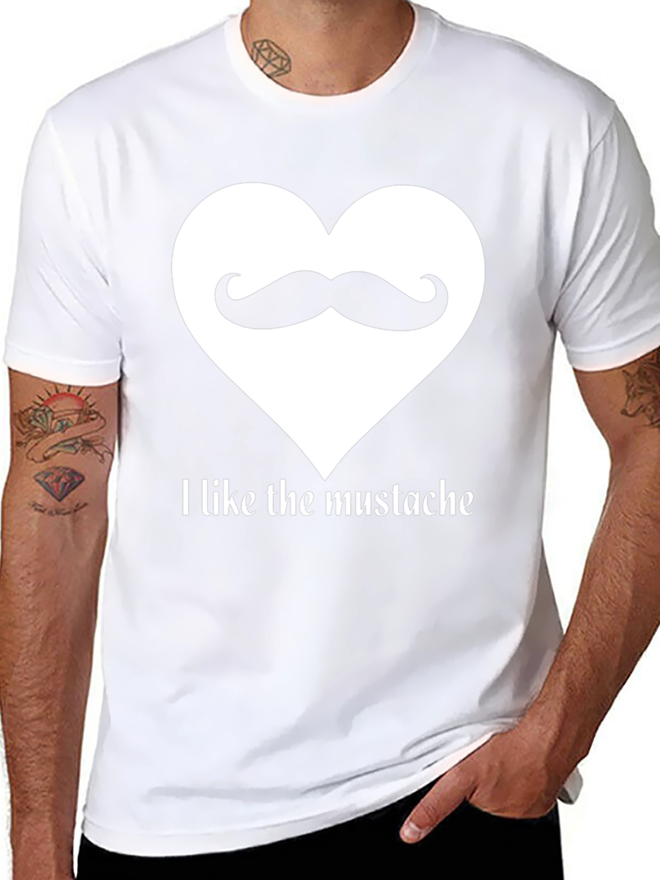 I Love Mustaches Mens Black T-Shirt