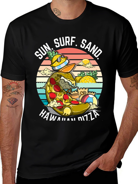 Hawaiian Pizza T-Shirt - Sun Surf Sand Design