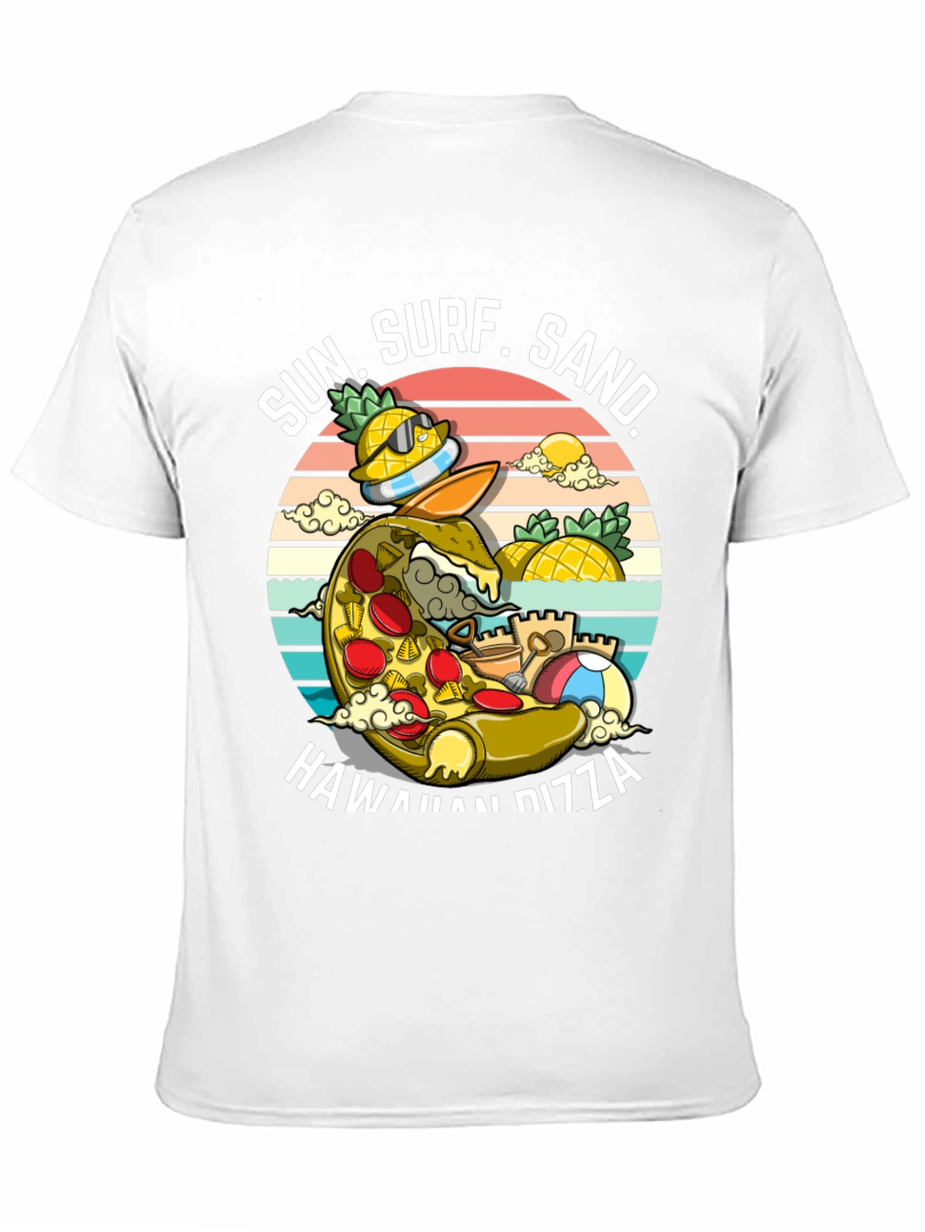 Hawaiian Pizza T-Shirt - Sun Surf Sand Design