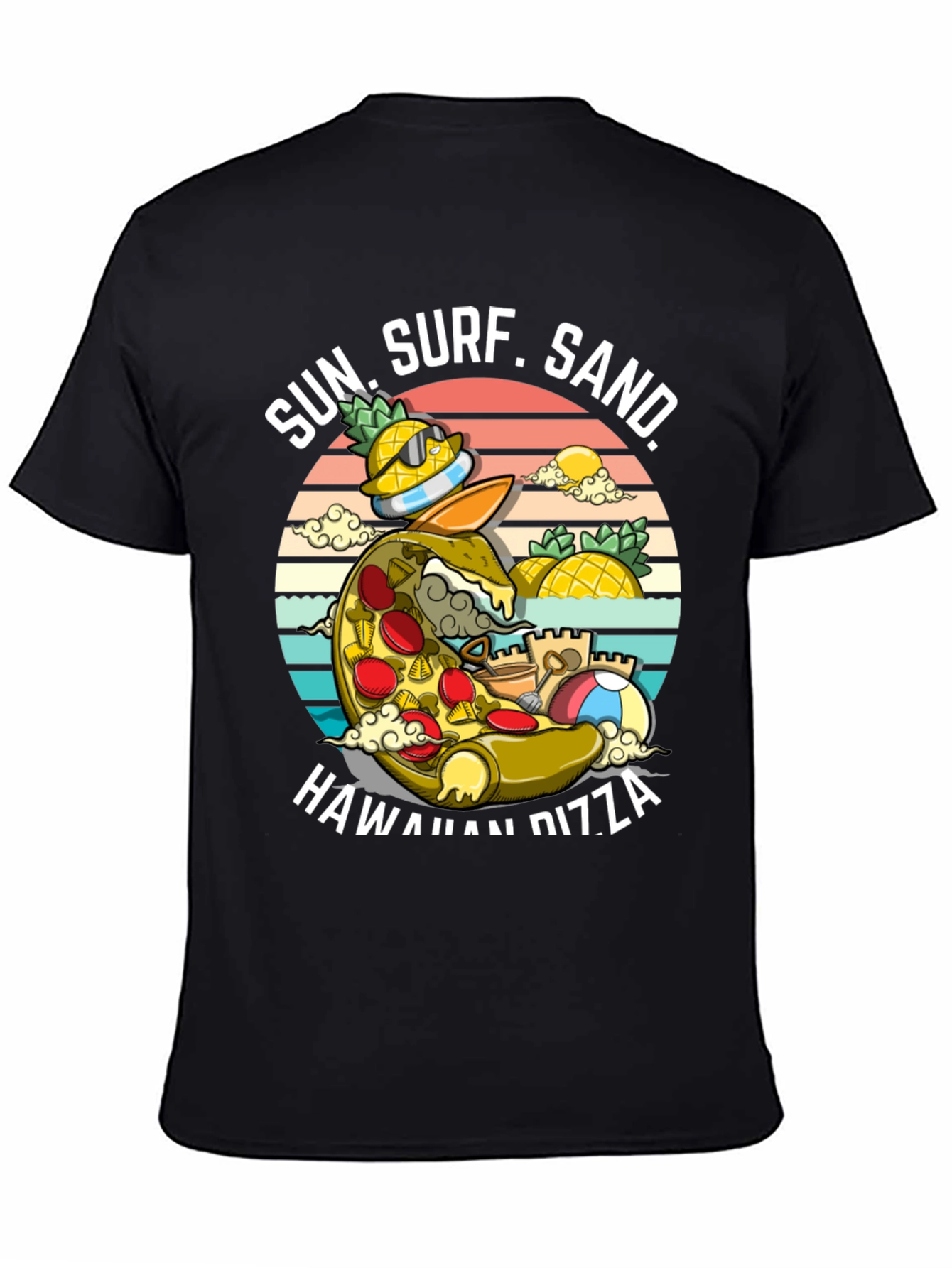Hawaiian Pizza T-Shirt - Sun Surf Sand Design