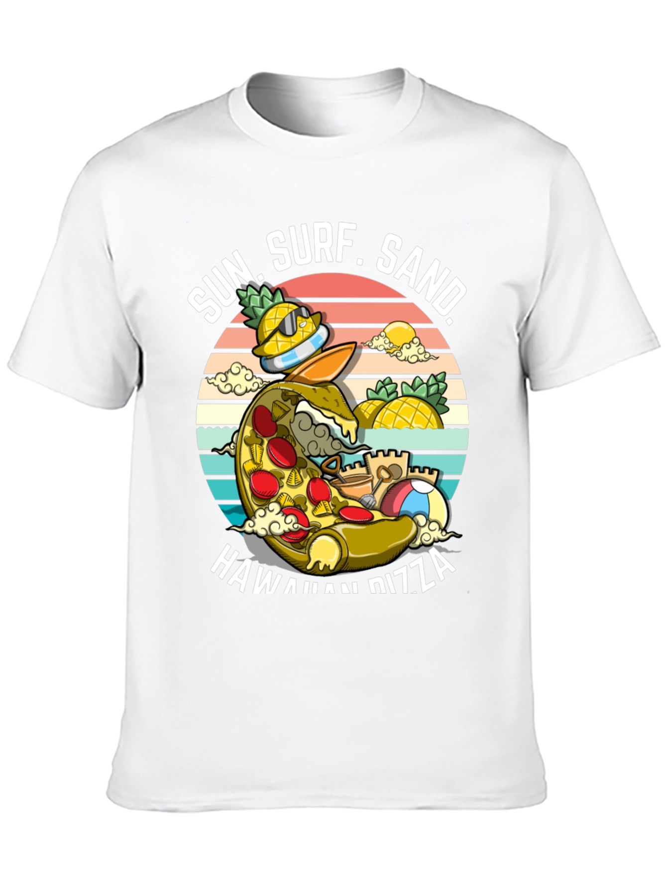 Hawaiian Pizza T-Shirt - Sun Surf Sand Design