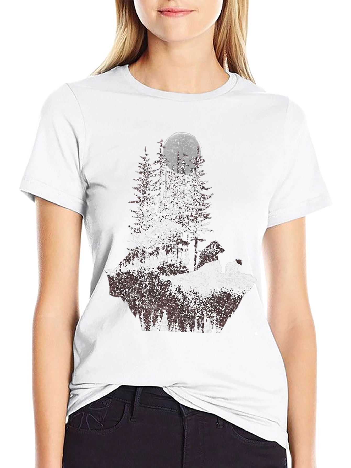 Nature Scene Graphic Tee - Moon & Trees
