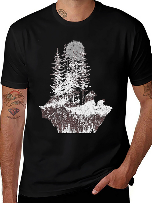 Nature Scene Graphic Tee - Moon & Trees