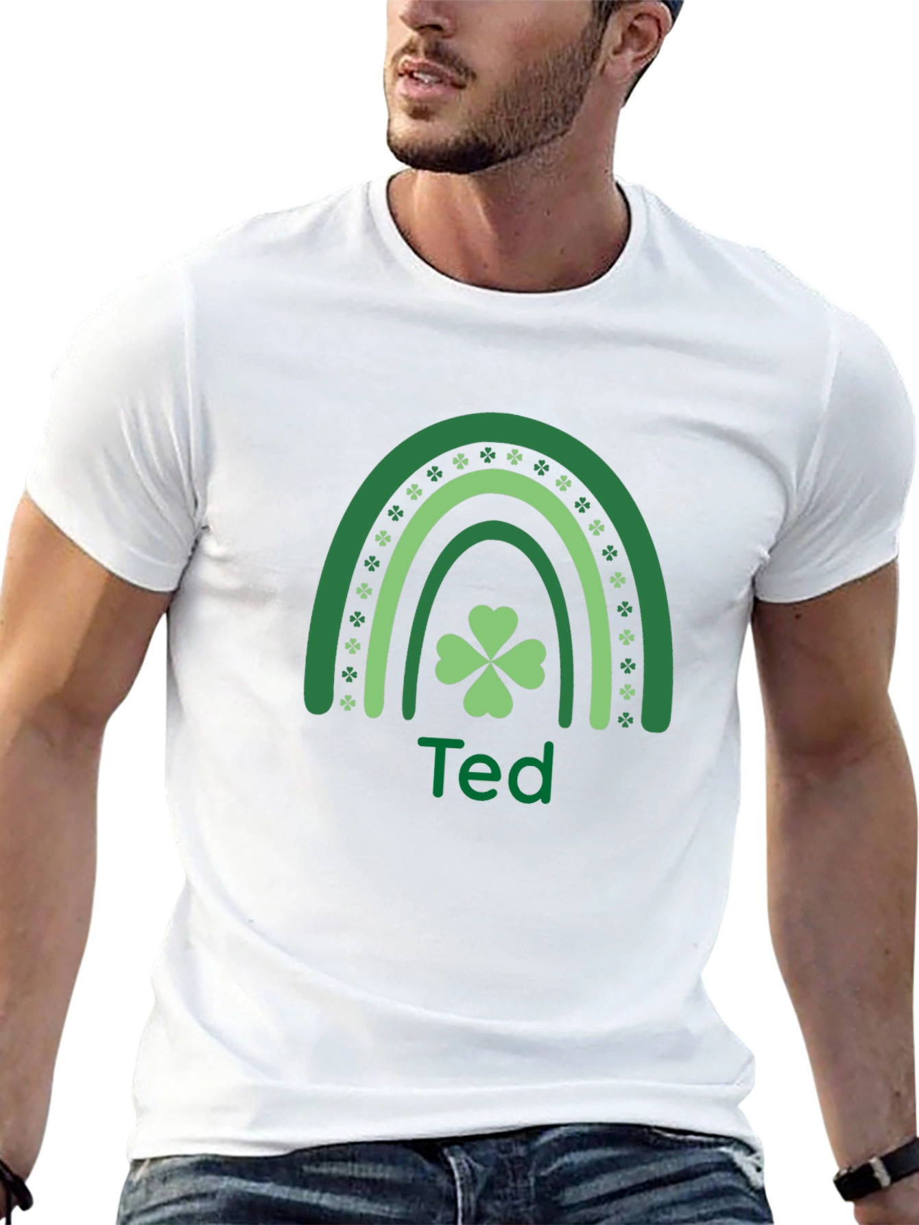 St. Patricks Day Rainbow Clover Personalized T-Shirt