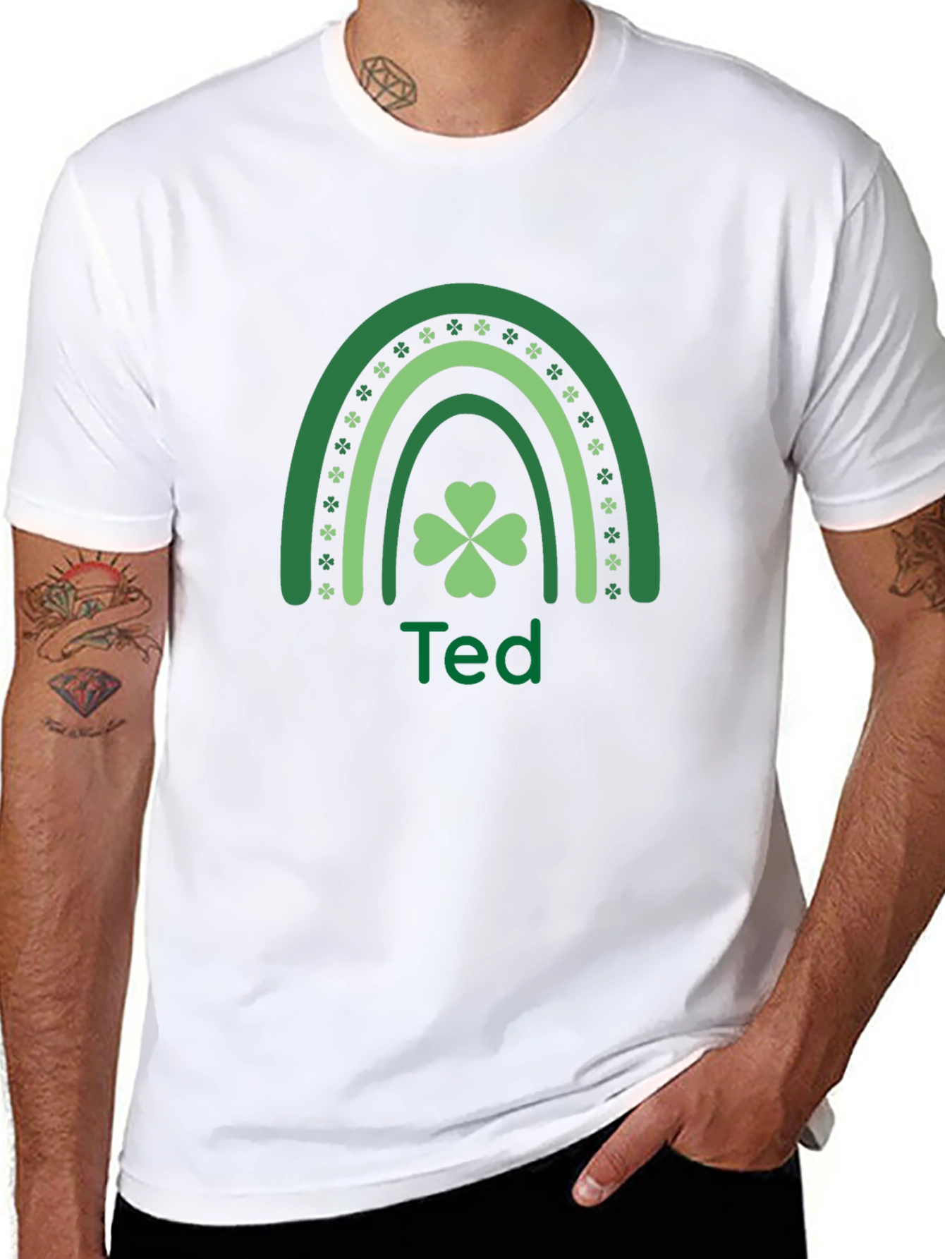 St. Patricks Day Rainbow Clover Personalized T-Shirt