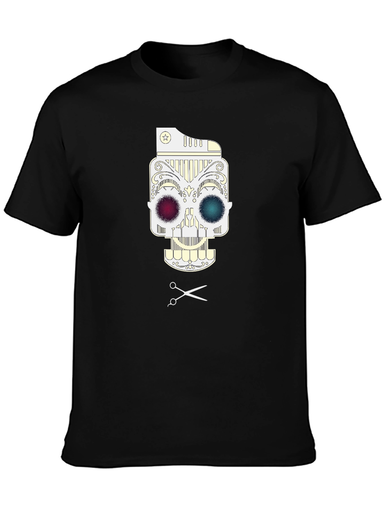 Barber Skull Graphic T-Shirt - Black