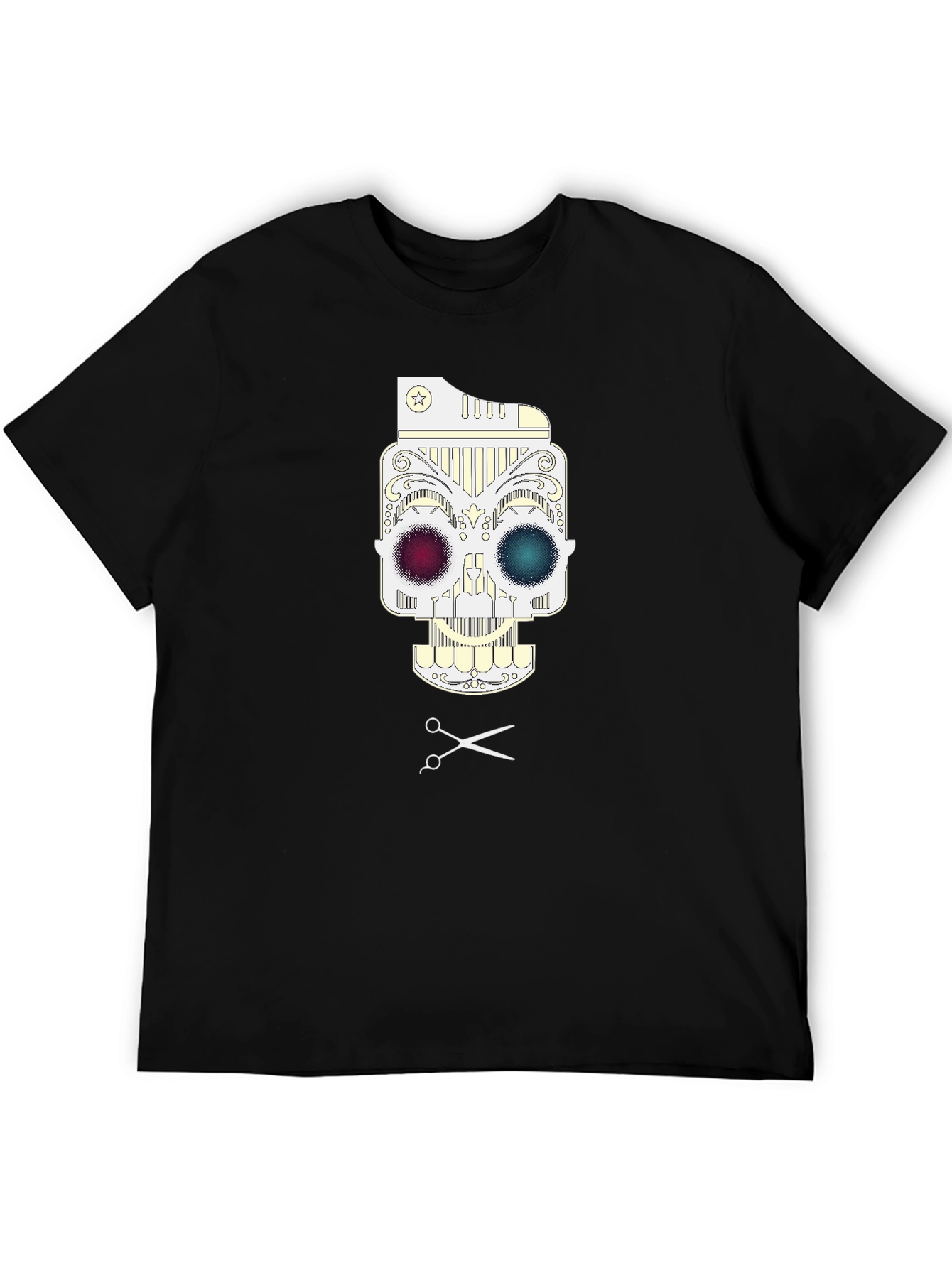 Barber Skull Graphic T-Shirt - Black
