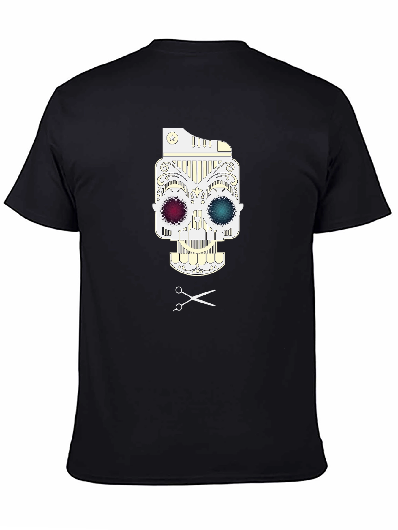 Barber Skull Graphic T-Shirt - Black