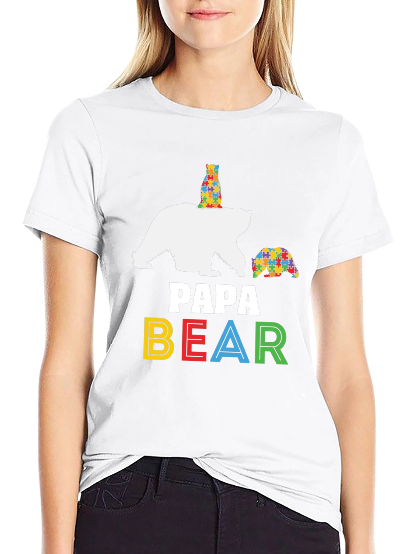 Papa Bear Autism Awareness Graphic Tee
