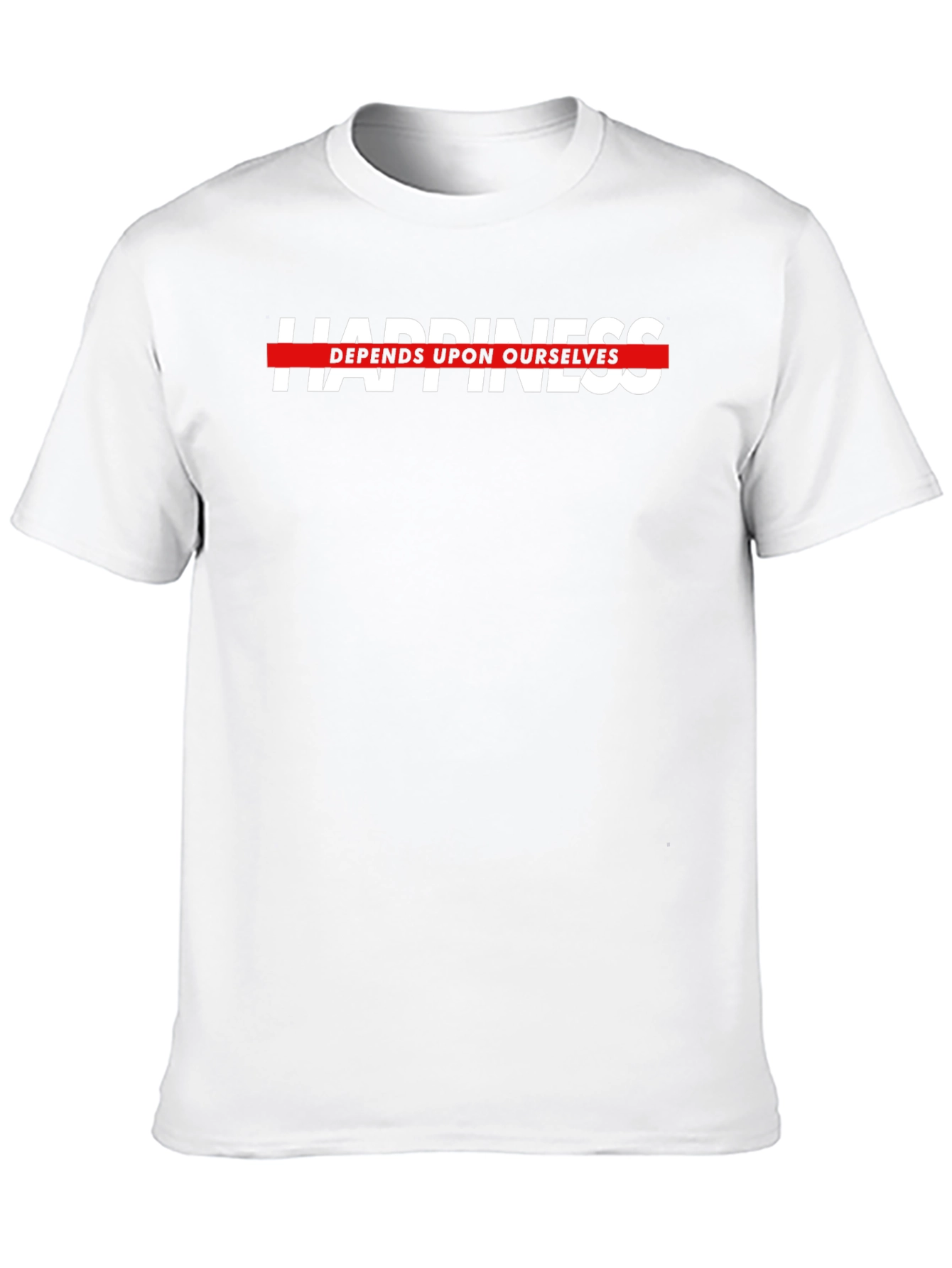 Happiness Depends Black T-Shirt - Motivational Text