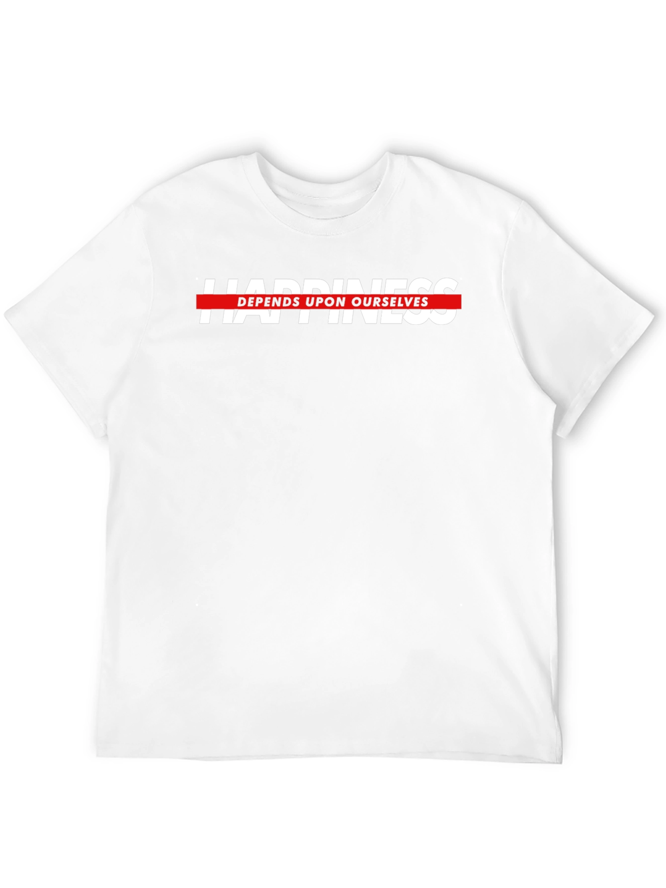 Happiness Depends Black T-Shirt - Motivational Text