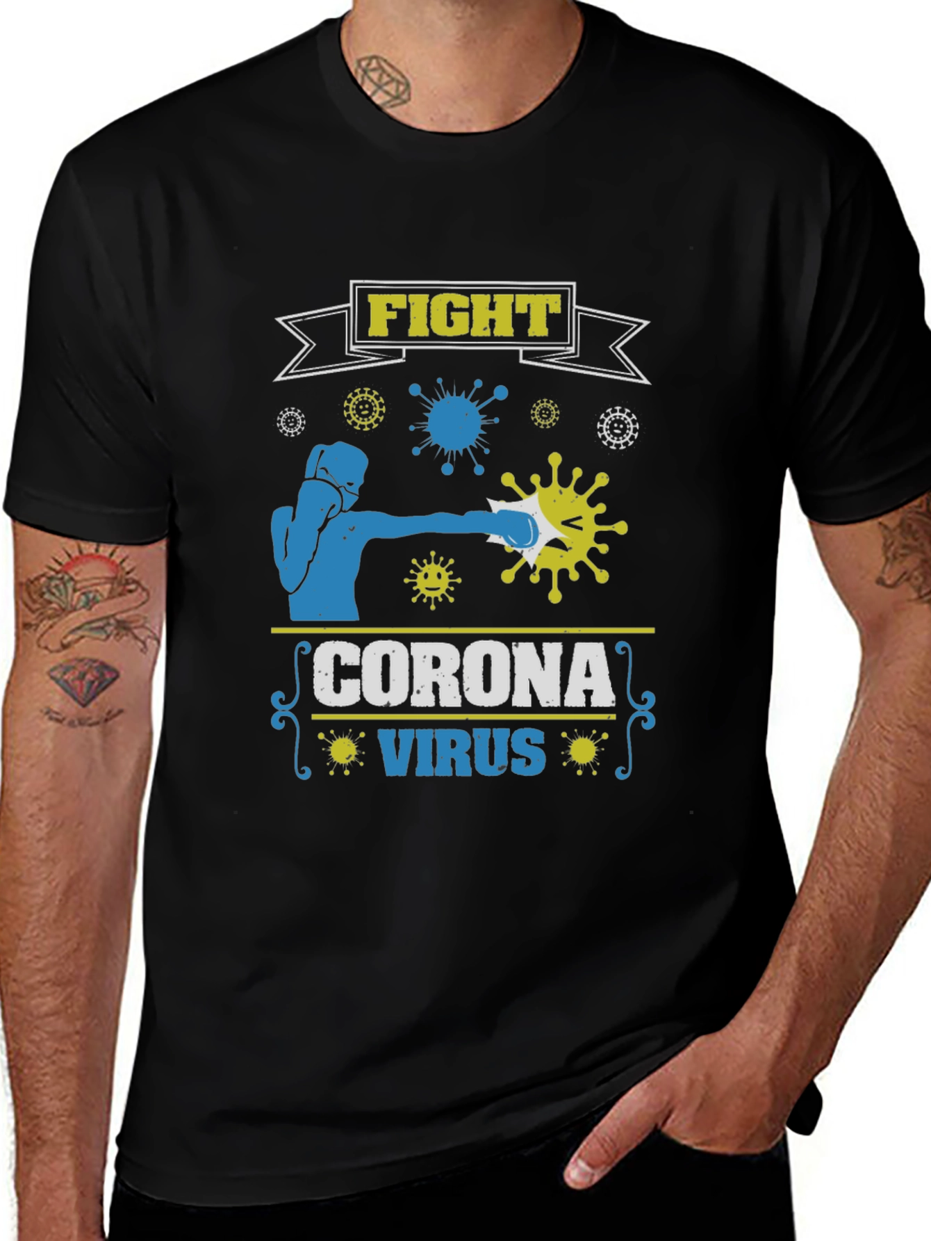 Fight Corona Virus Black T-Shirt