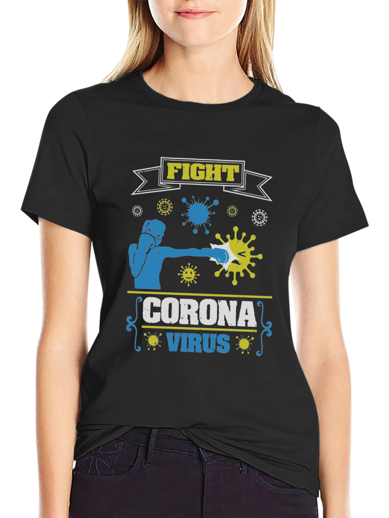 Fight Corona Virus Black T-Shirt
