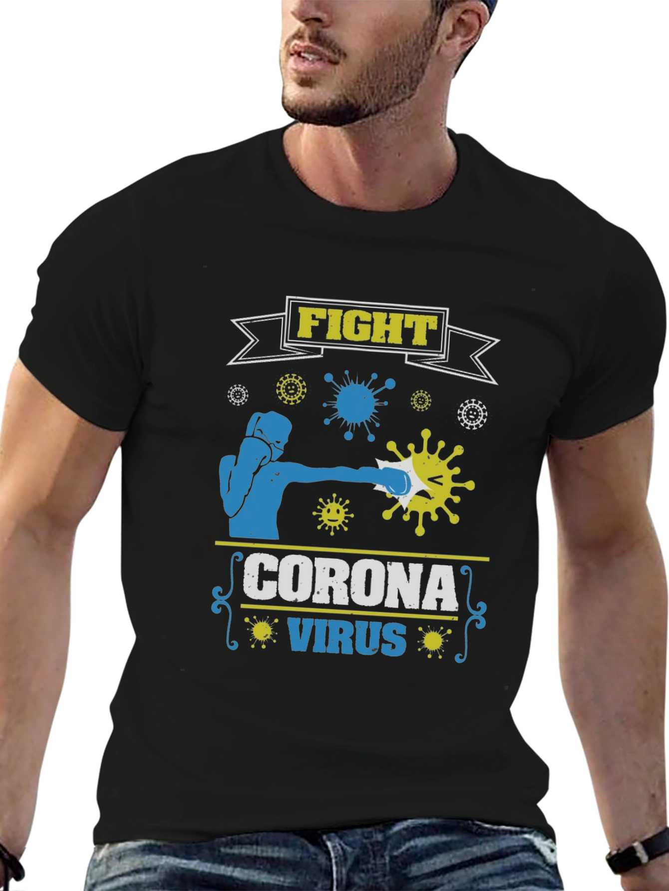 Fight Corona Virus Black T-Shirt