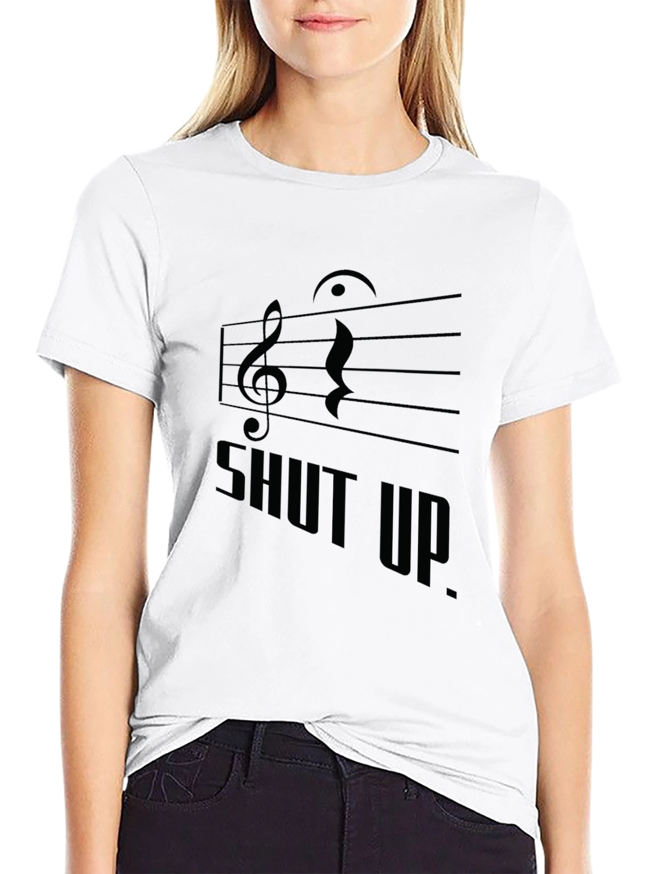 Musical Shut Up. Black Graphic Tee