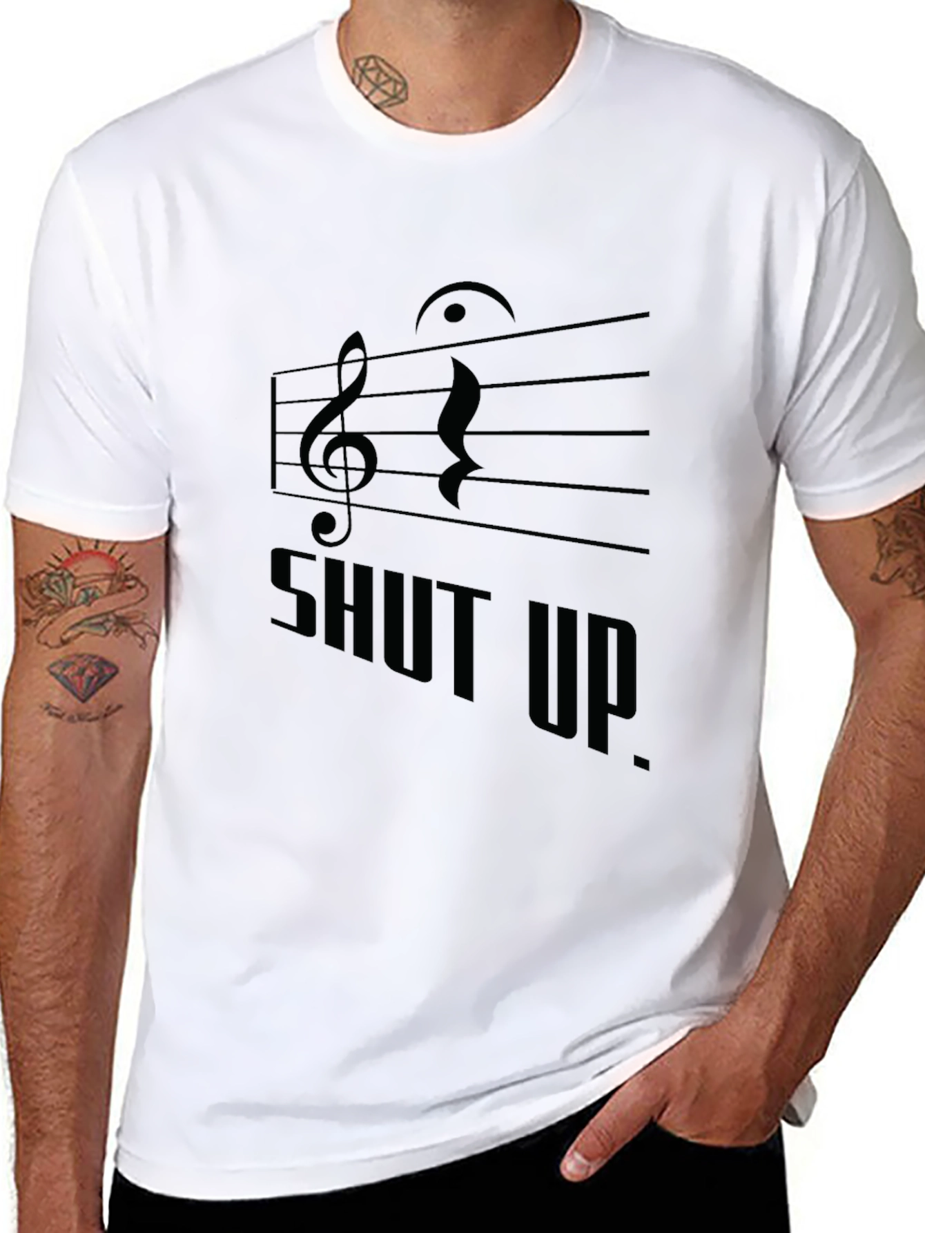 Musical Shut Up. Black Graphic Tee