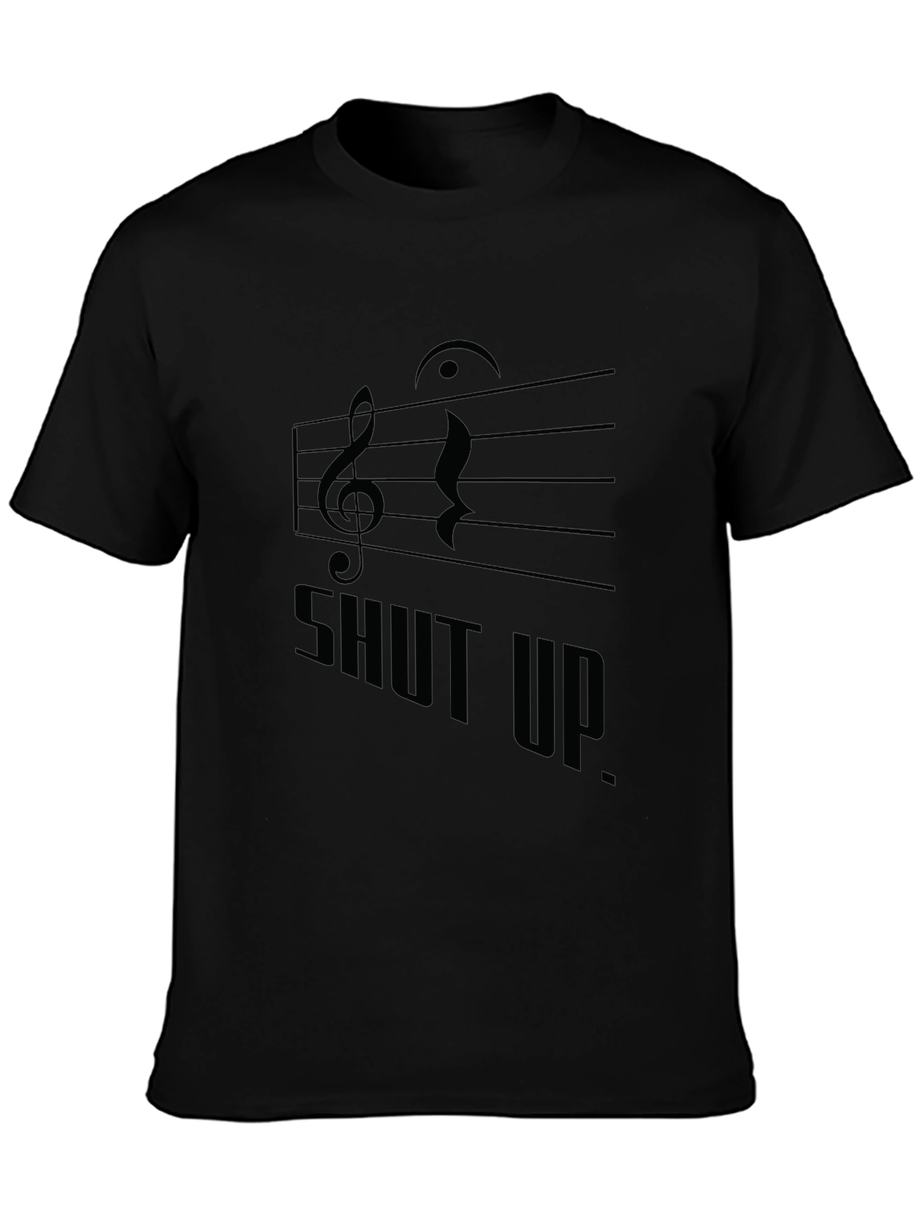 Musical Shut Up. Black Graphic Tee