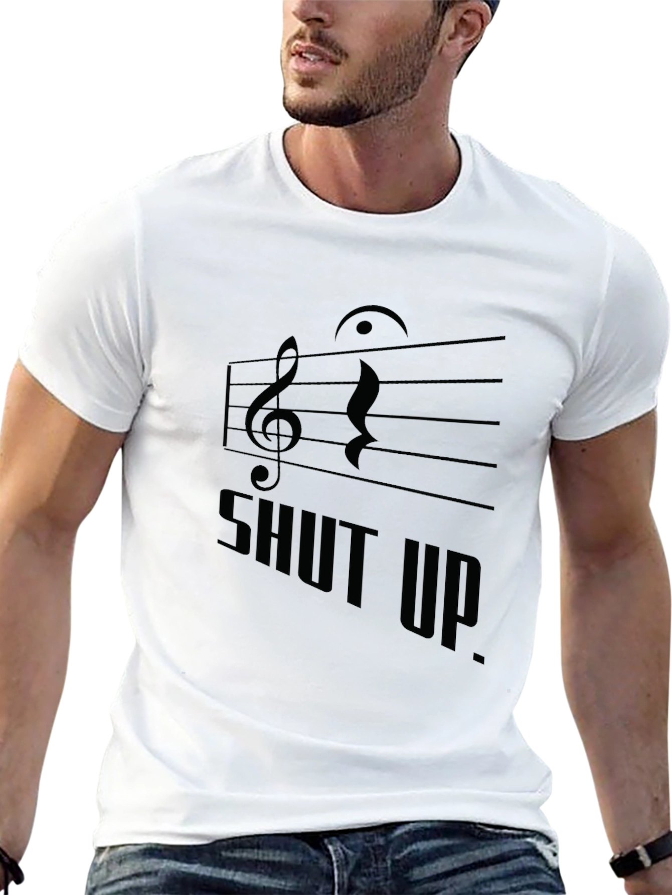 Musical Shut Up. Black Graphic Tee