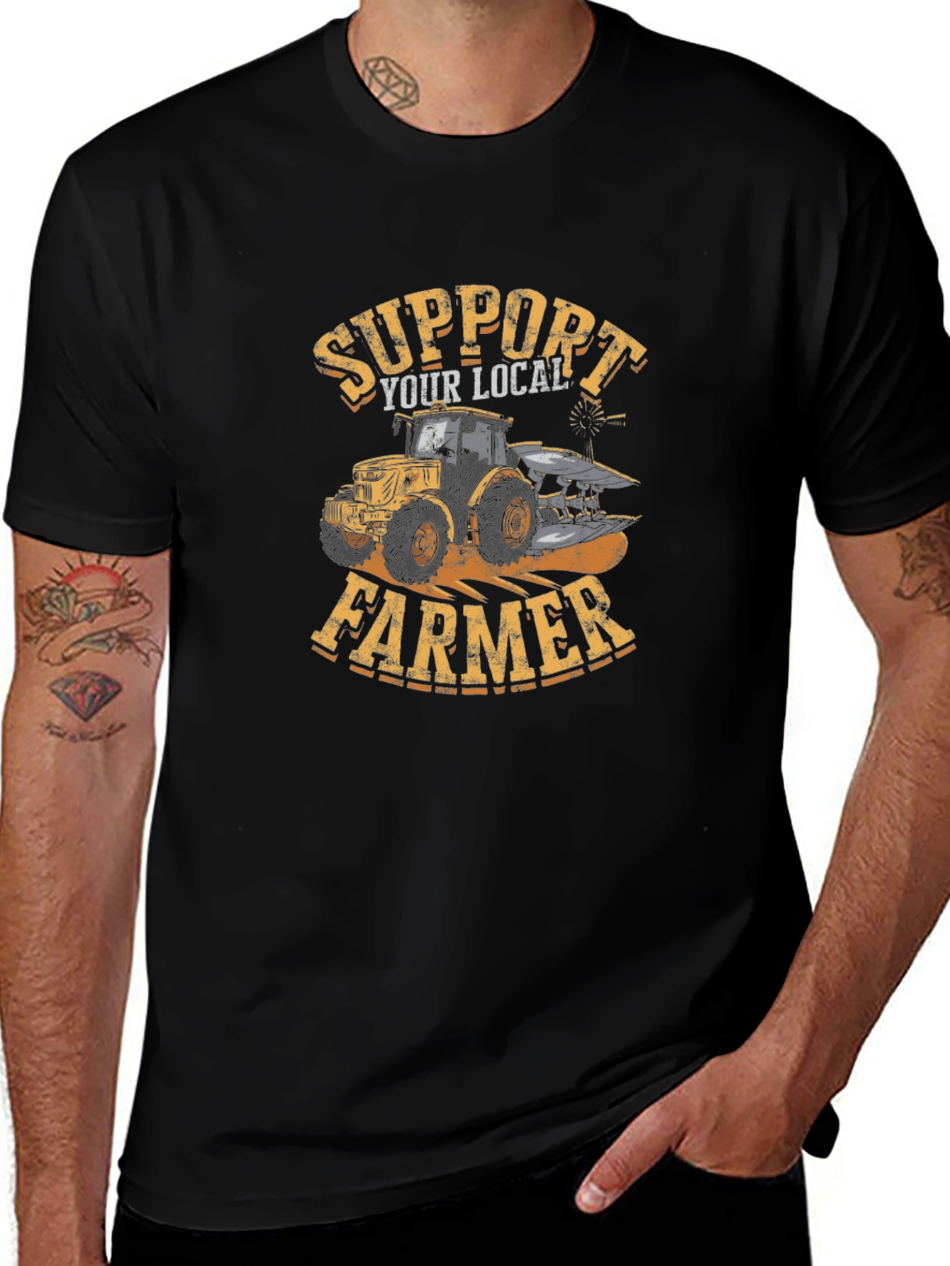 Support Your Local Farmer Graphic Tee - Black