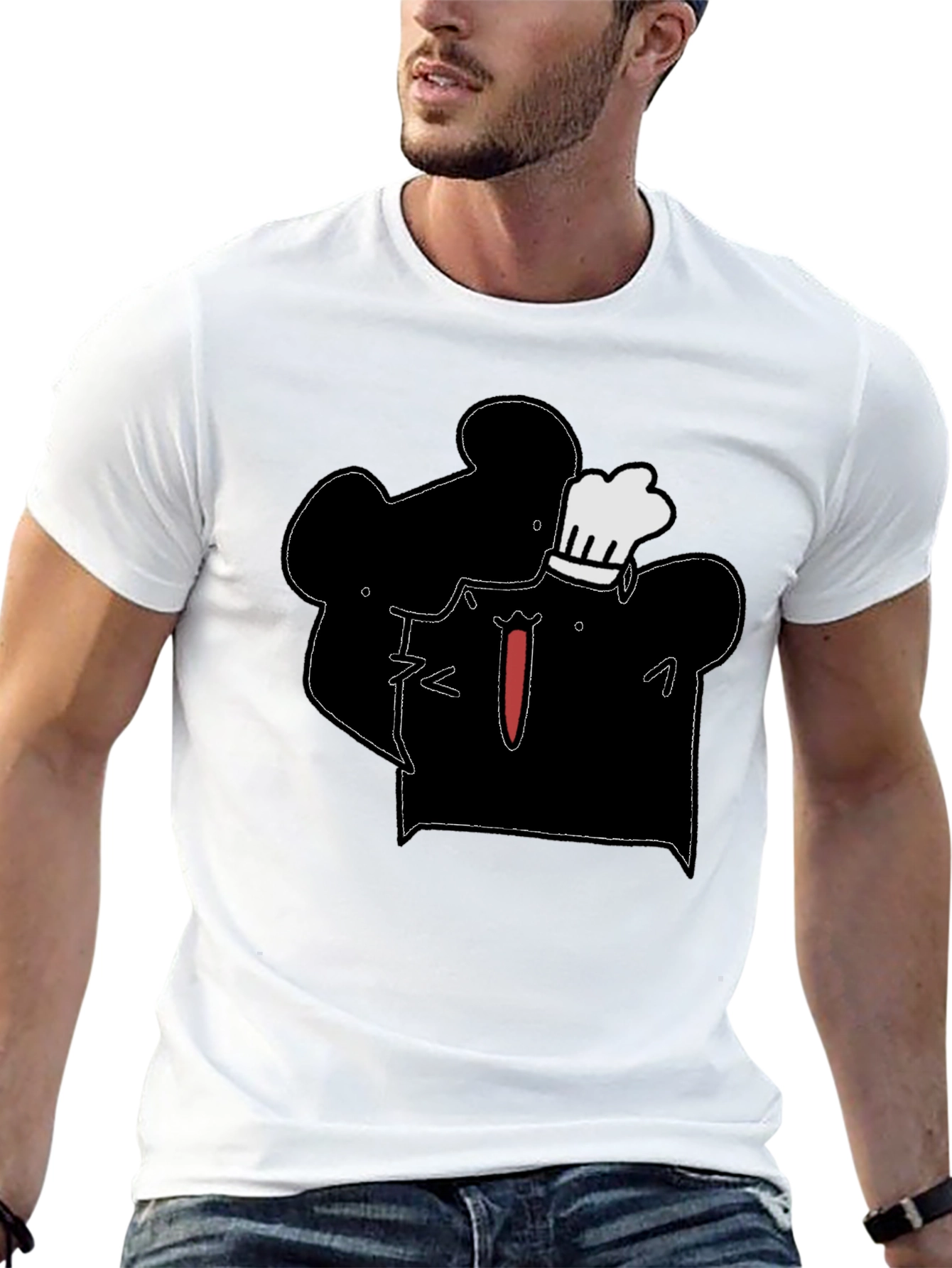 Chef Silhouette Graphic Print T-Shirt - Black