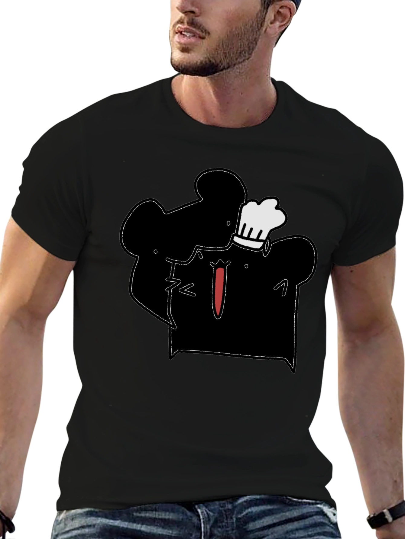 Chef Silhouette Graphic Print T-Shirt - Black