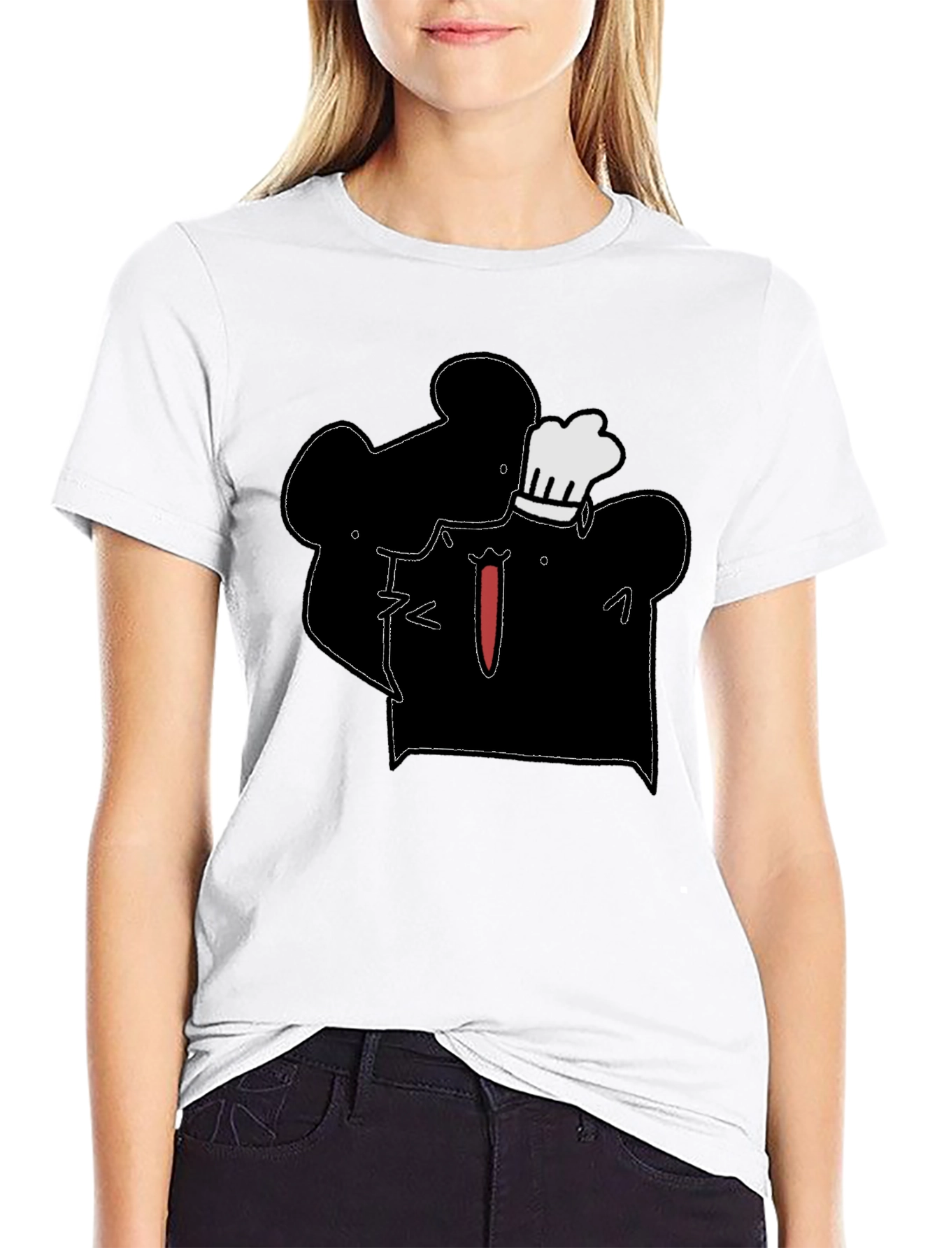 Chef Silhouette Graphic Print T-Shirt - Black