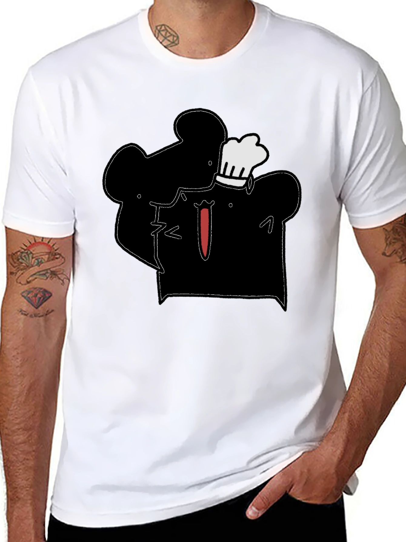 Chef Silhouette Graphic Print T-Shirt - Black