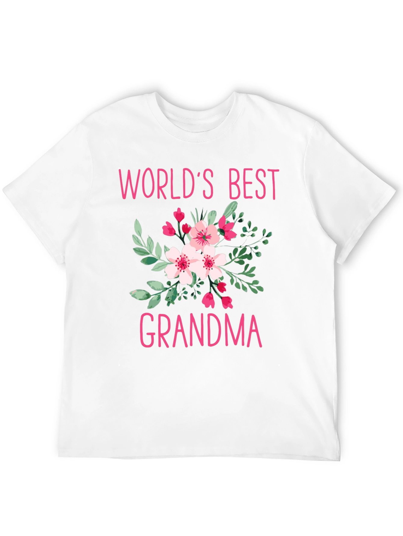 Worlds Best Grandma Floral Graphic T-Shirt