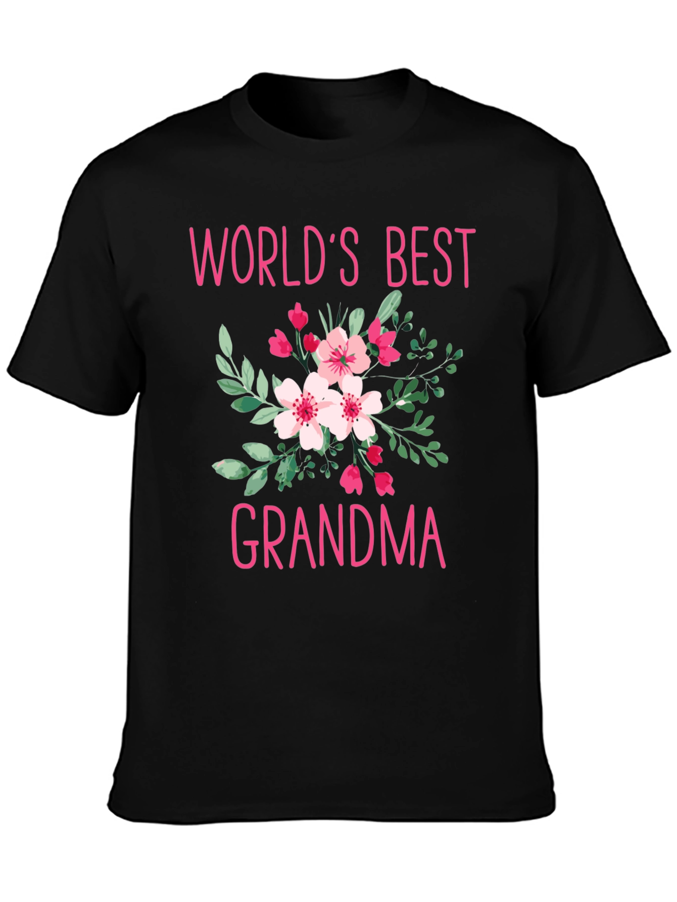 Worlds Best Grandma Floral Graphic T-Shirt