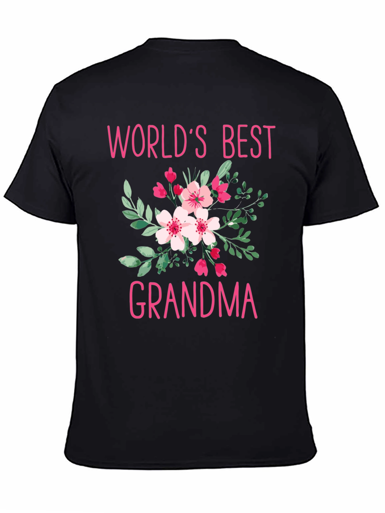 Worlds Best Grandma Floral Graphic T-Shirt