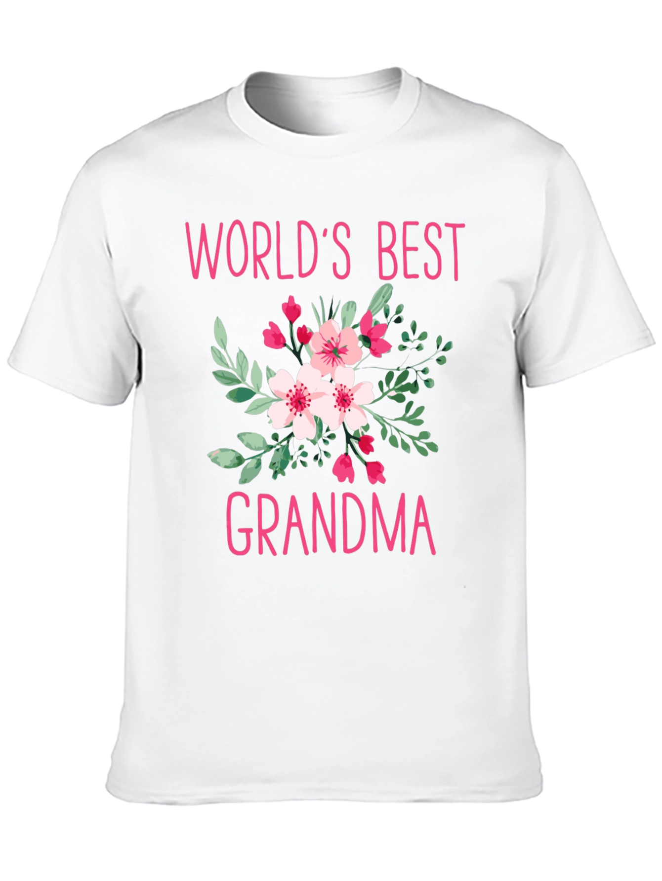Worlds Best Grandma Floral Graphic T-Shirt