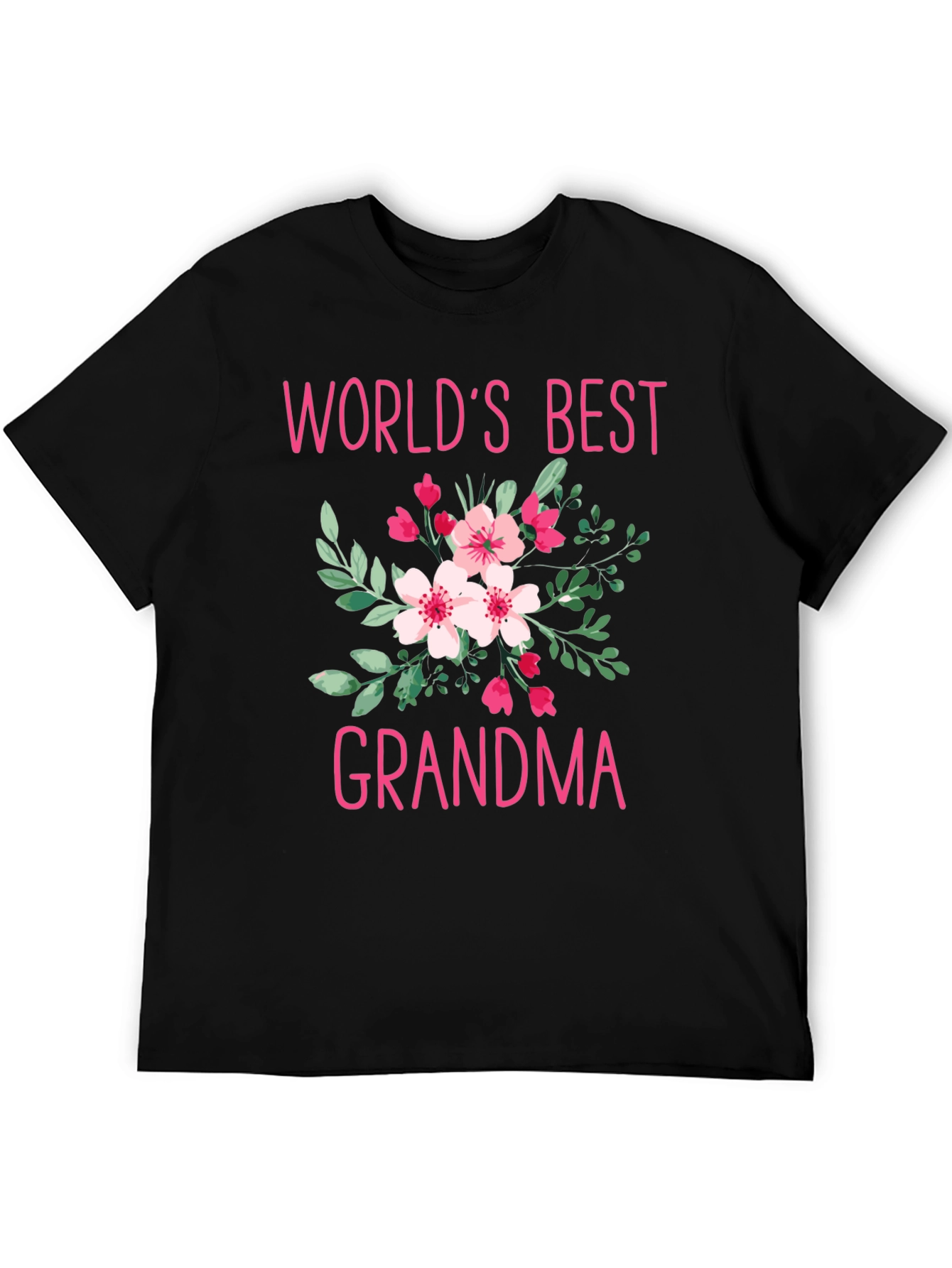 Worlds Best Grandma Floral Graphic T-Shirt
