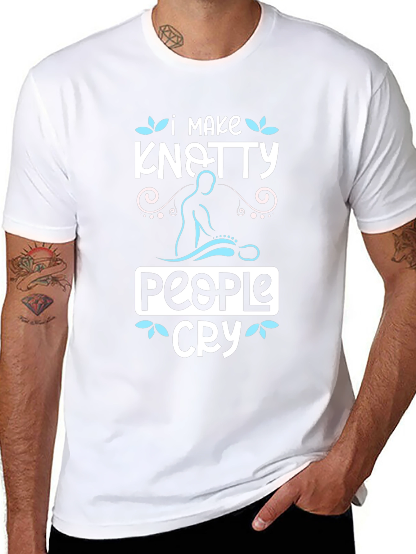 Knotty People Cry Black T-Shirt Massage Therapist