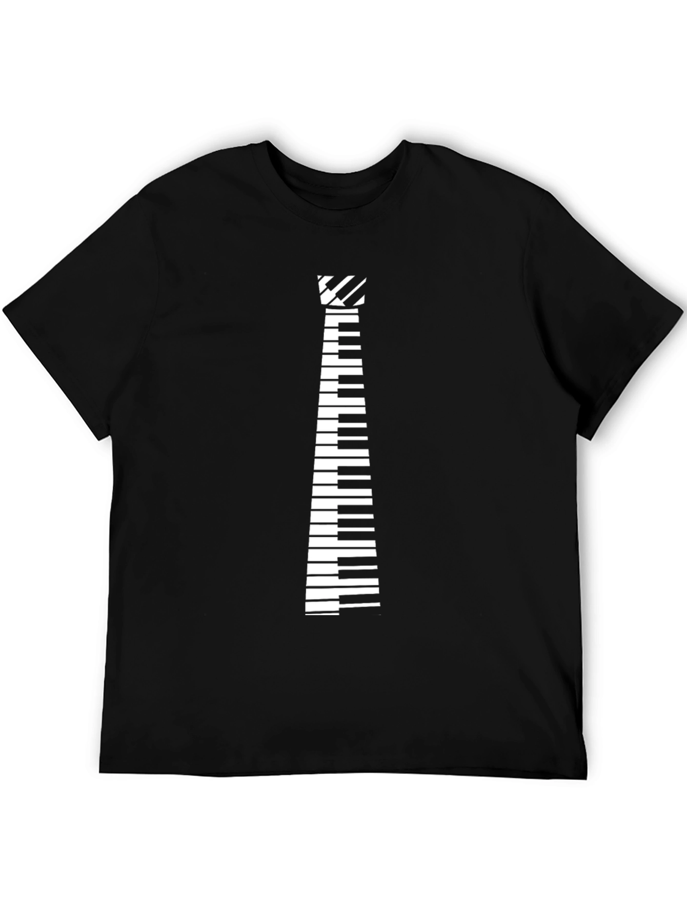 Piano Tie Graphic Tee - Black Cotton T-Shirt