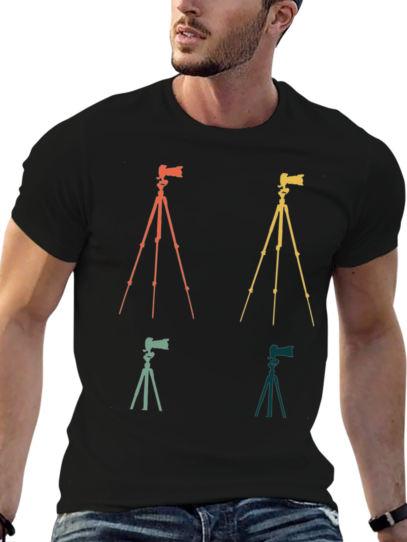 Retro Camera Tripod Graphic Tee - Photographers Gift