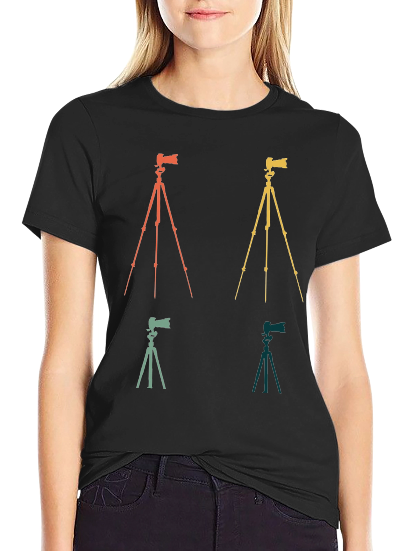 Retro Camera Tripod Graphic Tee - Photographers Gift