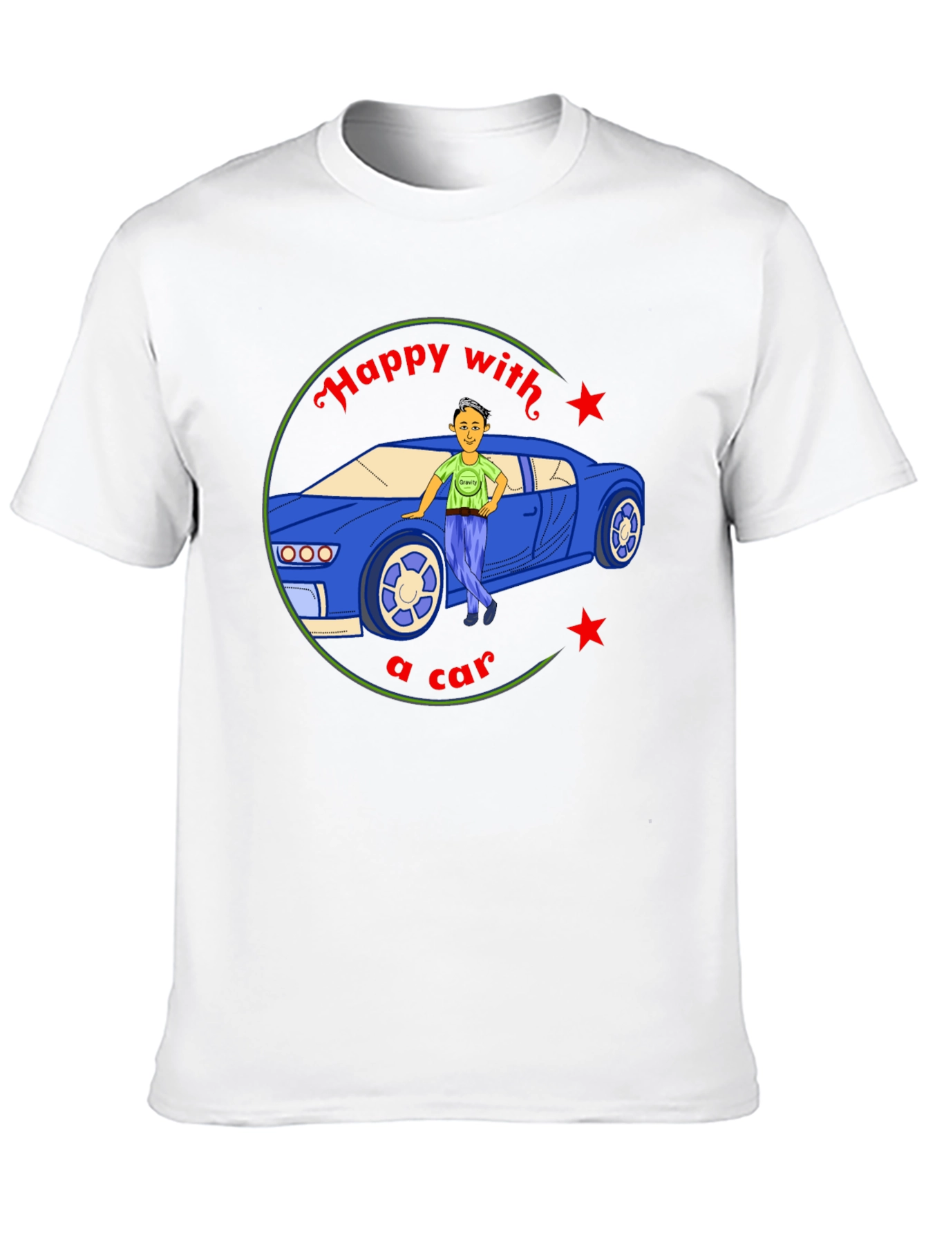 Happy with a Car Graphic Tee - Black Cotton