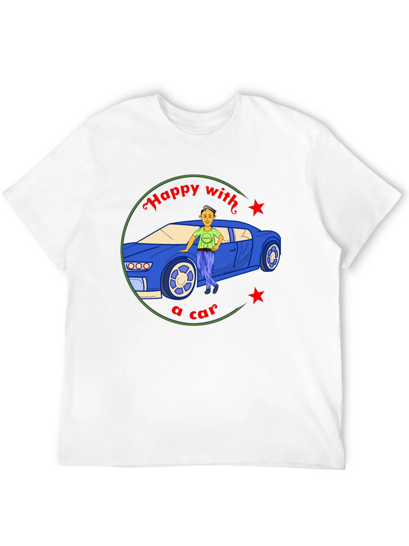 Happy with a Car Graphic Tee - Black Cotton
