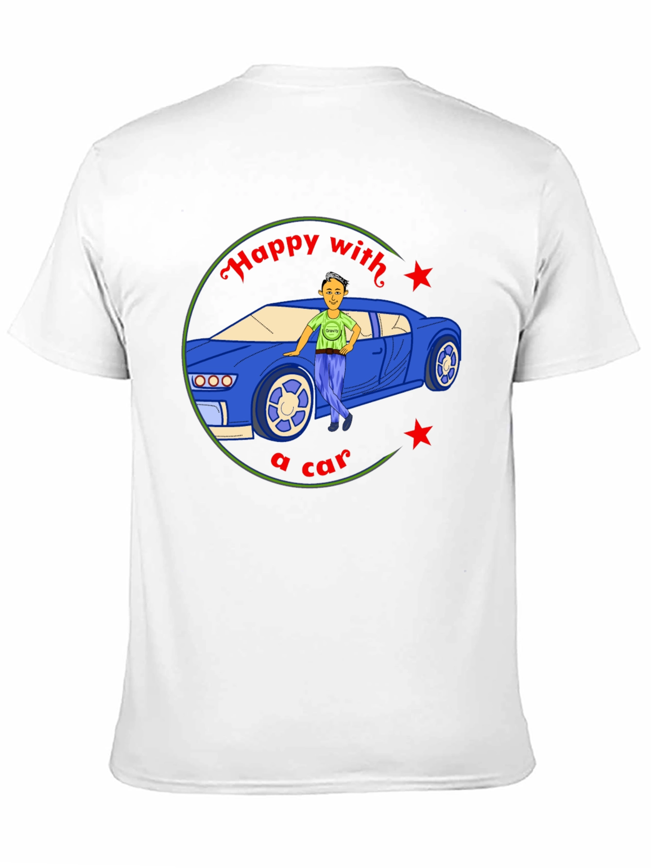 Happy with a Car Graphic Tee - Black Cotton