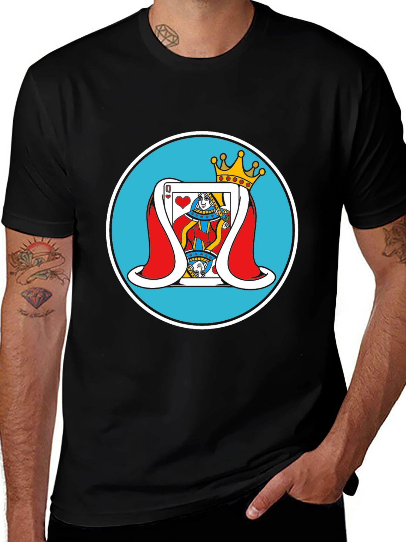 Queen of Hearts Graphic Tee - Black Cotton T-Shirt