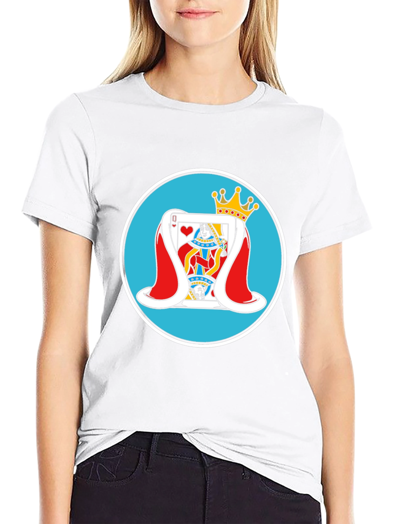 Queen of Hearts Graphic Tee - Black Cotton T-Shirt