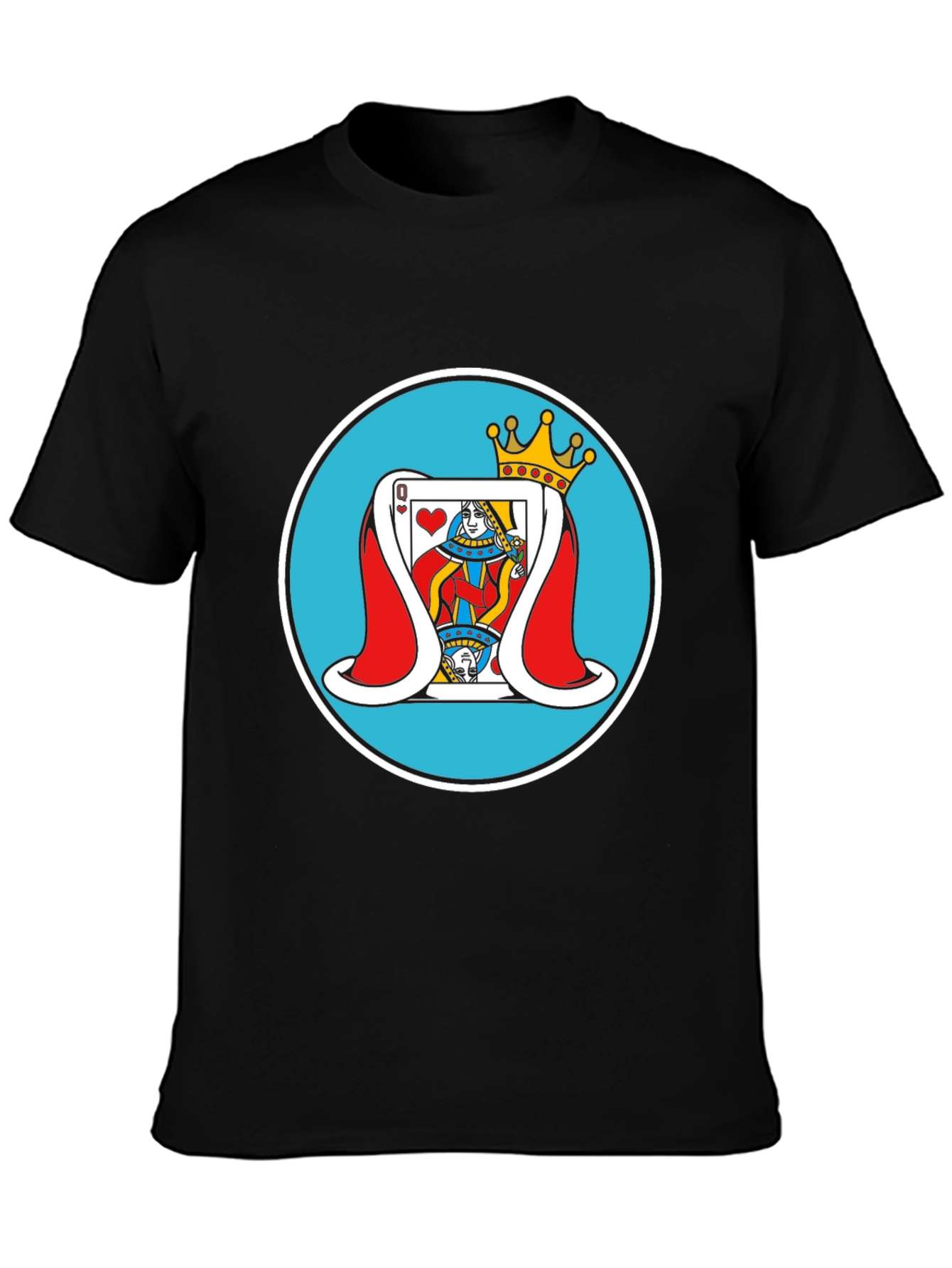 Queen of Hearts Graphic Tee - Black Cotton T-Shirt