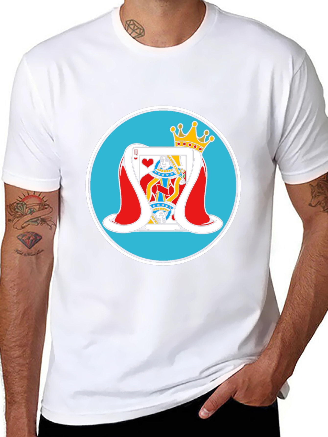 Queen of Hearts Graphic Tee - Black Cotton T-Shirt