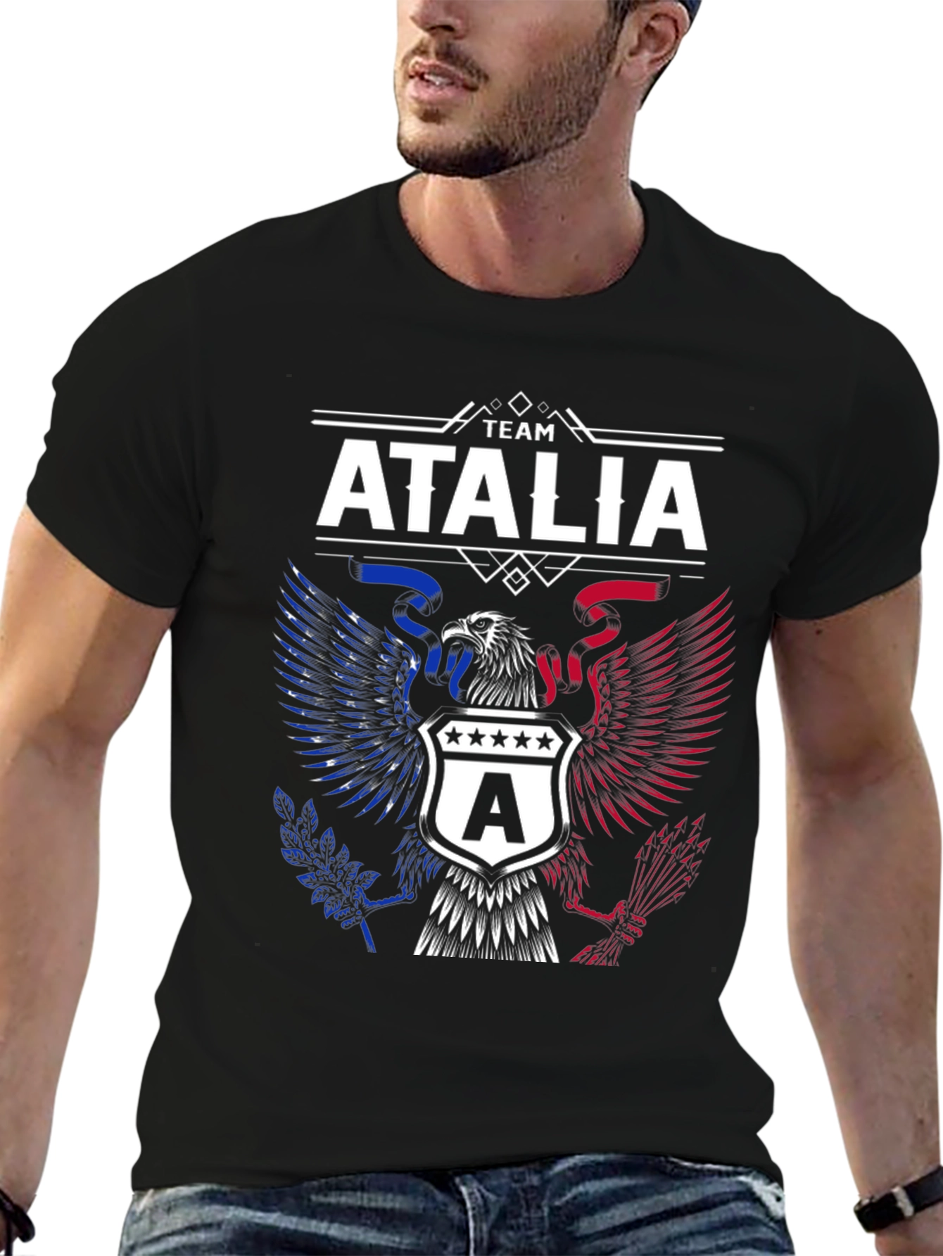 Team Atalia Patriotic Eagle Graphic Tee - Black