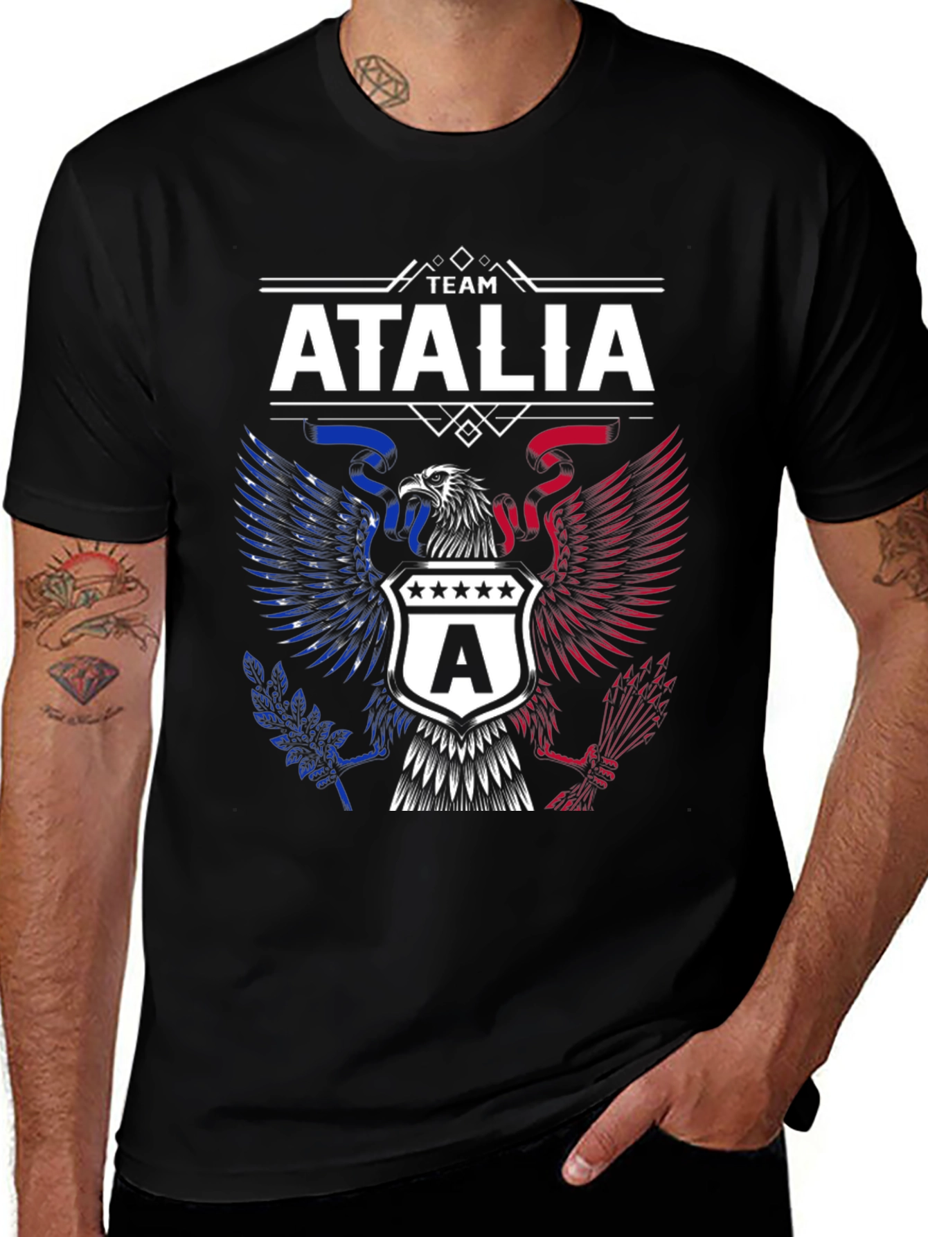 Team Atalia Patriotic Eagle Graphic Tee - Black