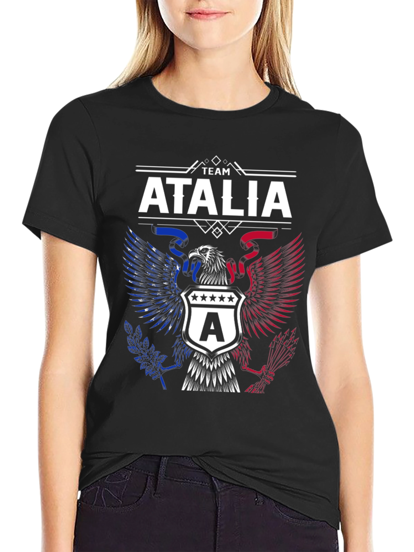 Team Atalia Patriotic Eagle Graphic Tee - Black