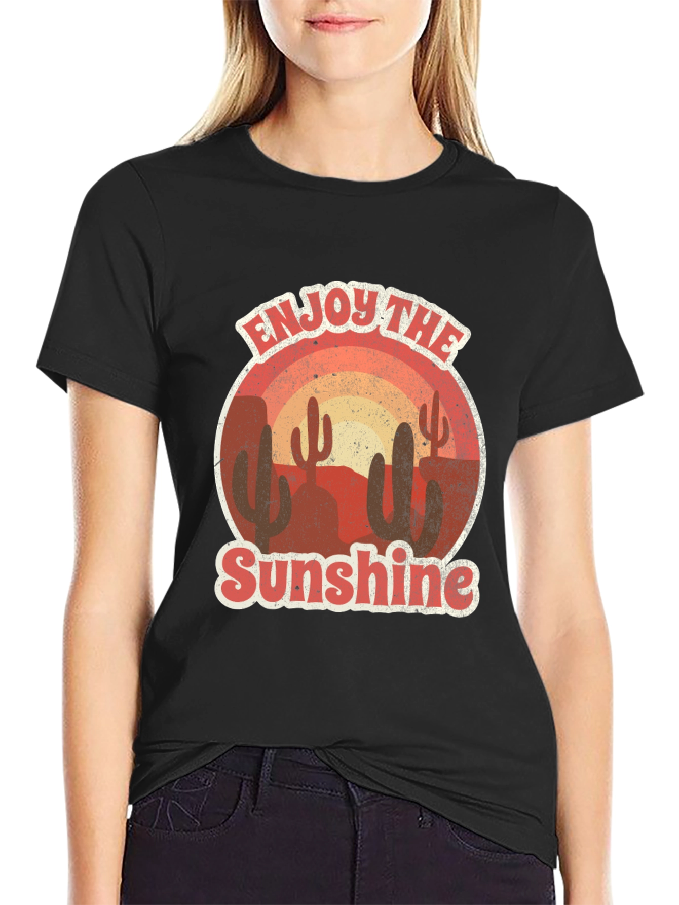 Retro Desert Scene T-Shirt - Enjoy the Sunshine
