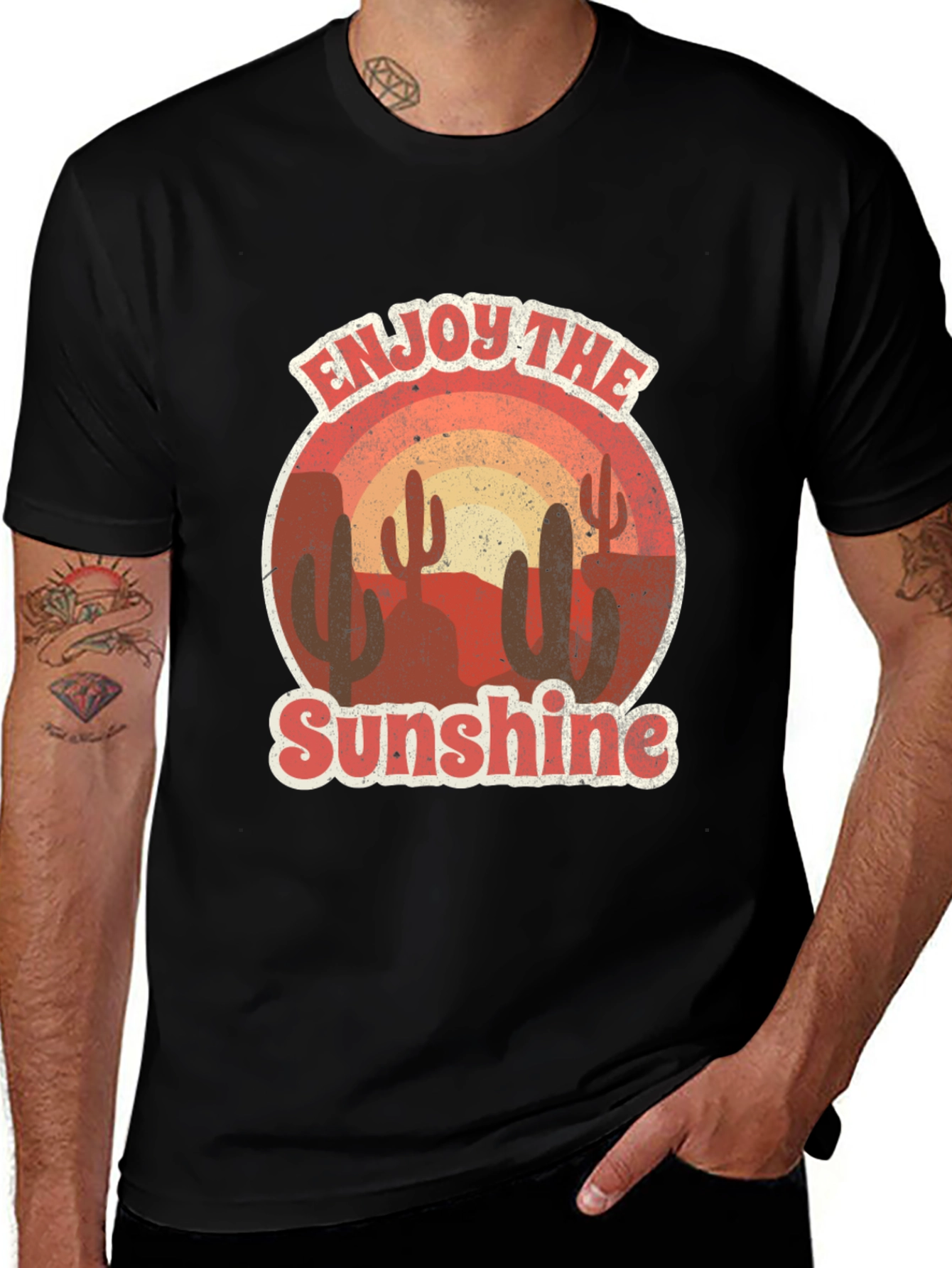 Retro Desert Scene T-Shirt - Enjoy the Sunshine